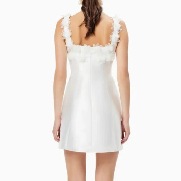 Elliat Elder Floral Decal Applique Mini Dress In White - Picture 2 of 8